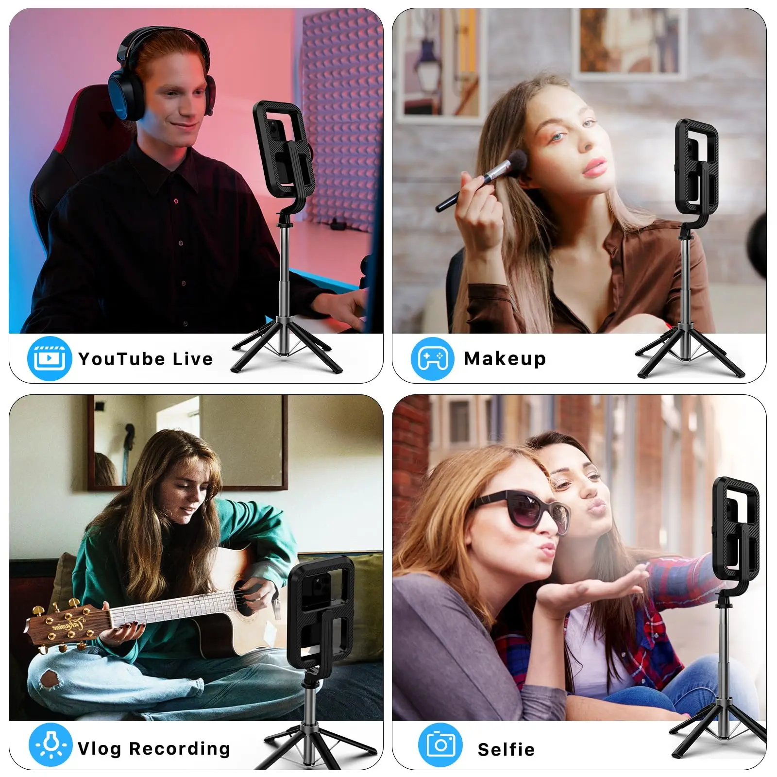 LISCN 1.3m LED Selfie Light with Stand 8" LED Selfie Rectangular Light Dimmable with Tripod for Makeup/Live Stream