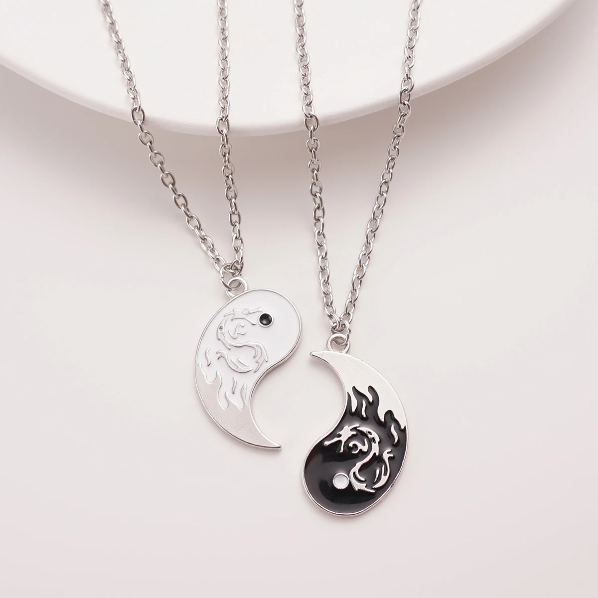 2 Pcs Dragon Tai Chi BFF Necklace for Women Adjustable Yin Yang  Friendship Necklace Best Friend Couple Necklace Jewelry Gift 3