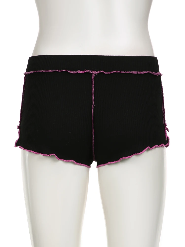 IAMSURE Y2K Sweet Bandage Boe Printed Shorts Sexy Slim Contrast Color Low-Waisted Shorts Women 2024 Summer Fashion Streetwear