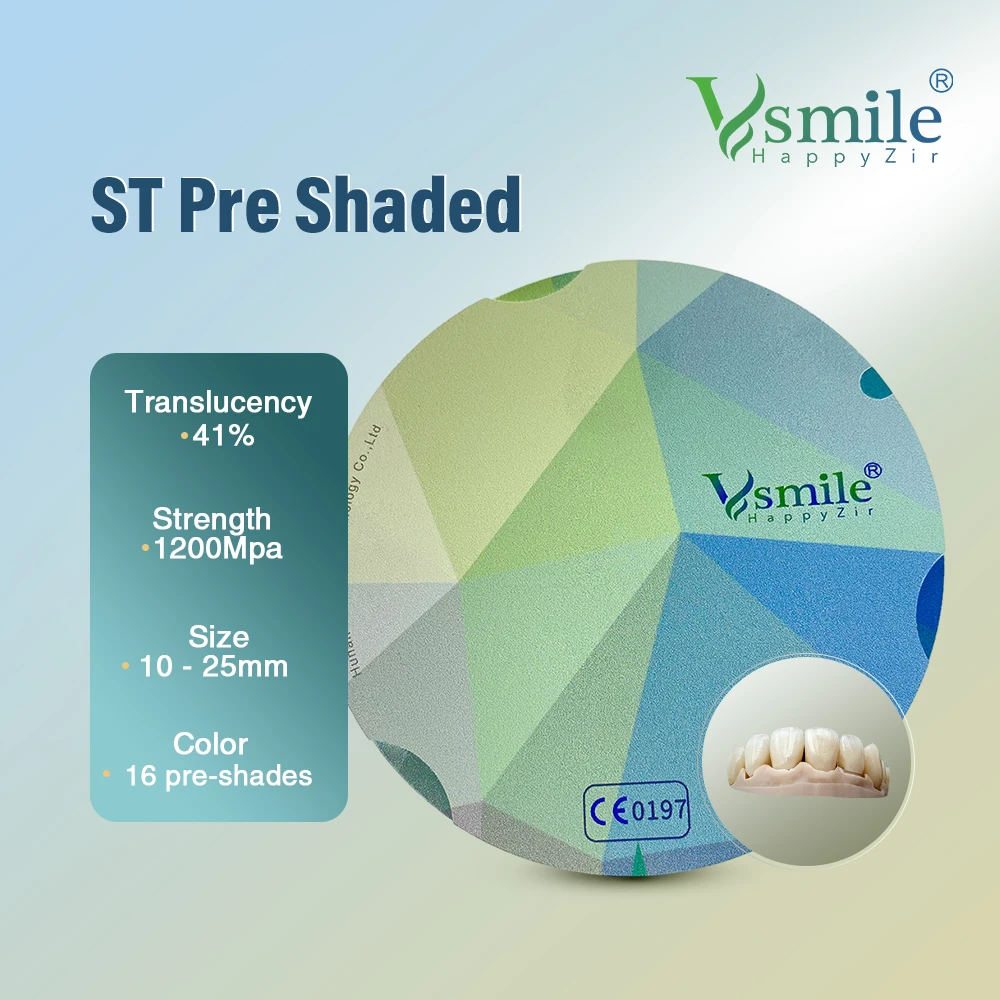 

14mm Dental Preshaded Zirconia STCO Transparency 41% Dental Lab Product Cad Cam Roland Milling Machine Dental Material