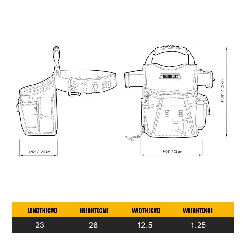 ToughBuilt TB-316-2 Multifunctional Waist Pack + Belt Tools TOUGHBUILT Packaging Bag 3