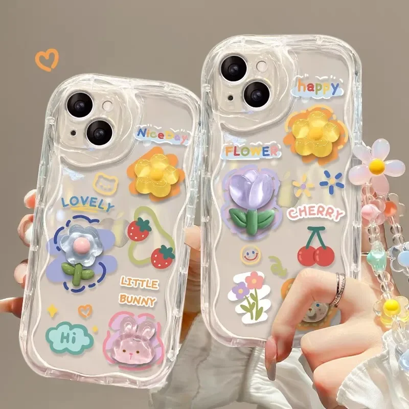 Adorable 3D Bear Hang Protective Phone Case