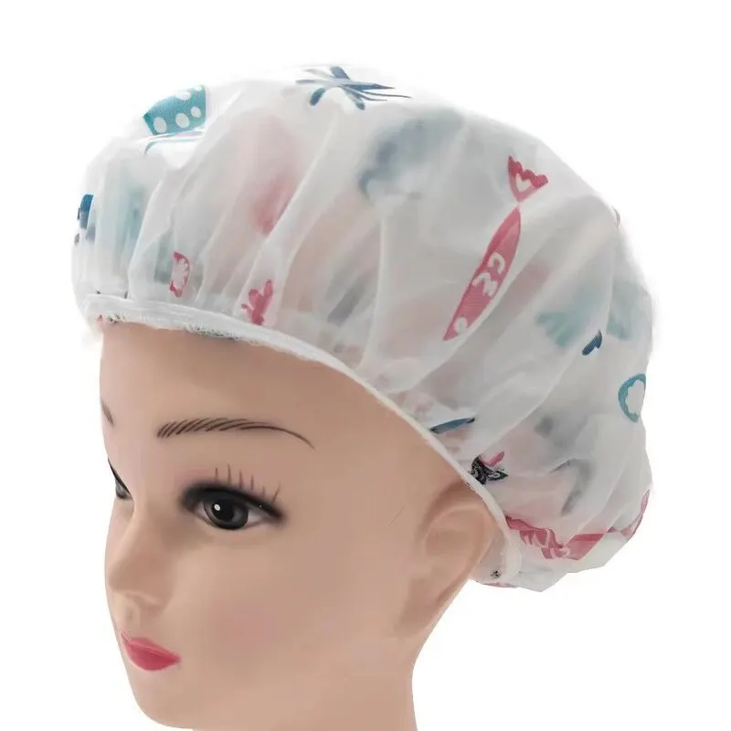 5pcs Shower Cap Waterproof WOMEN'S Household Bathing Anti-oil Smoke Hair Care Dry Hair