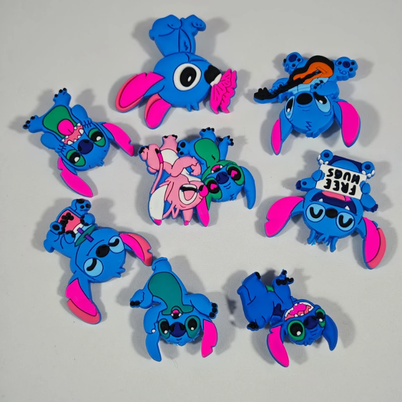 Cartoon Jibbitz Shoe Charms For Clogs Set of 8 Disney Stitch Themed Shoe Buckles Removable Decorative Use