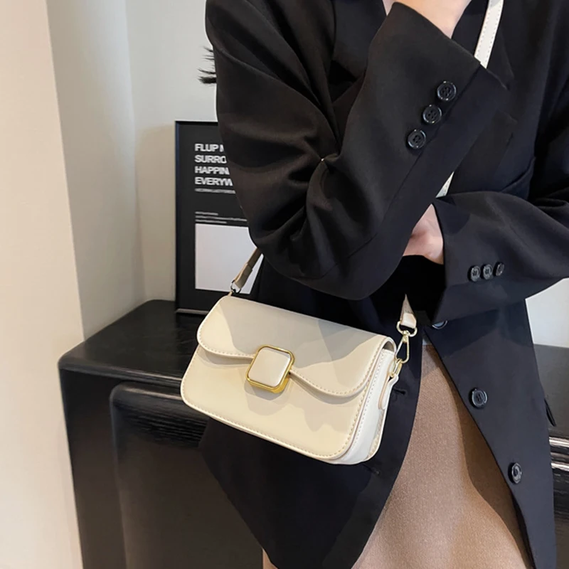 

Fashion Simply PU Leather Crossbody Bag for Women 2023 Solid Color Shoulder Messenger Bag Lady Travel Small Handbag Purses Sac