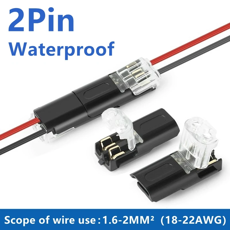 Waterproof 2-Pin Plug Automotive Electrical Connector with Strip Terminal Connection