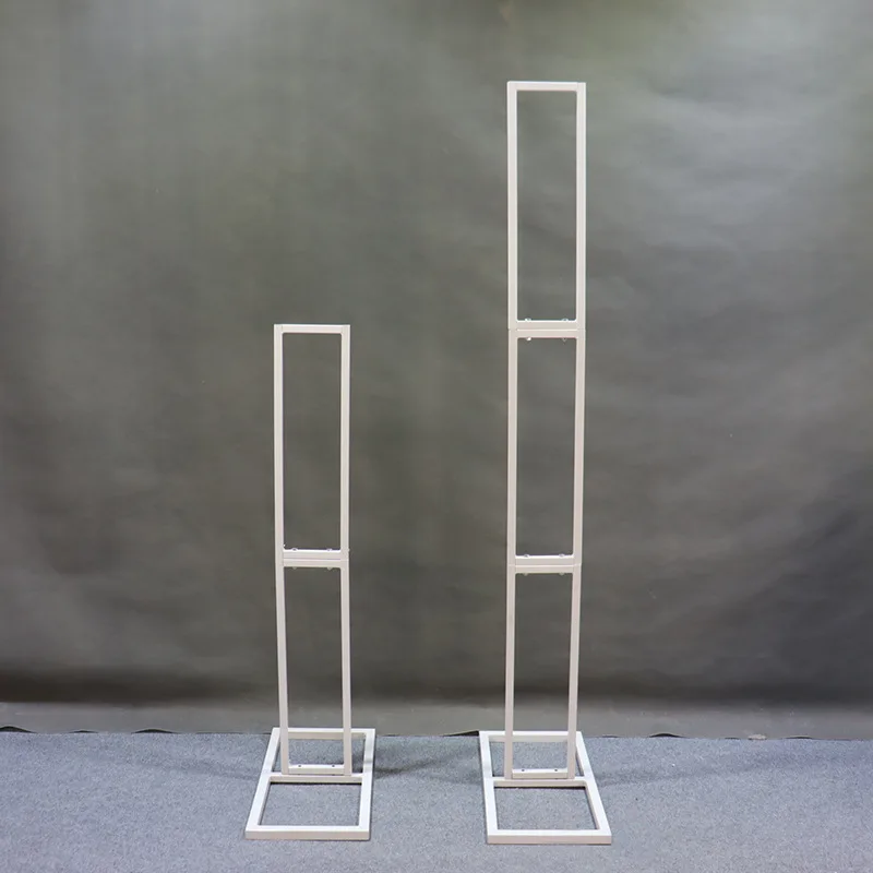 Wrought Iron White Double Tube Rectangular Rack Wedding Stage Background Flower Stand Balloon Stand Party Event Flower