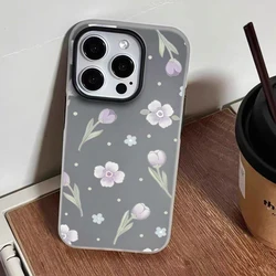 Elegant Lavender Tulips Jelly Texture Phone Case - Soft Silicone Cover - iPhone 15 (HE - T2603)