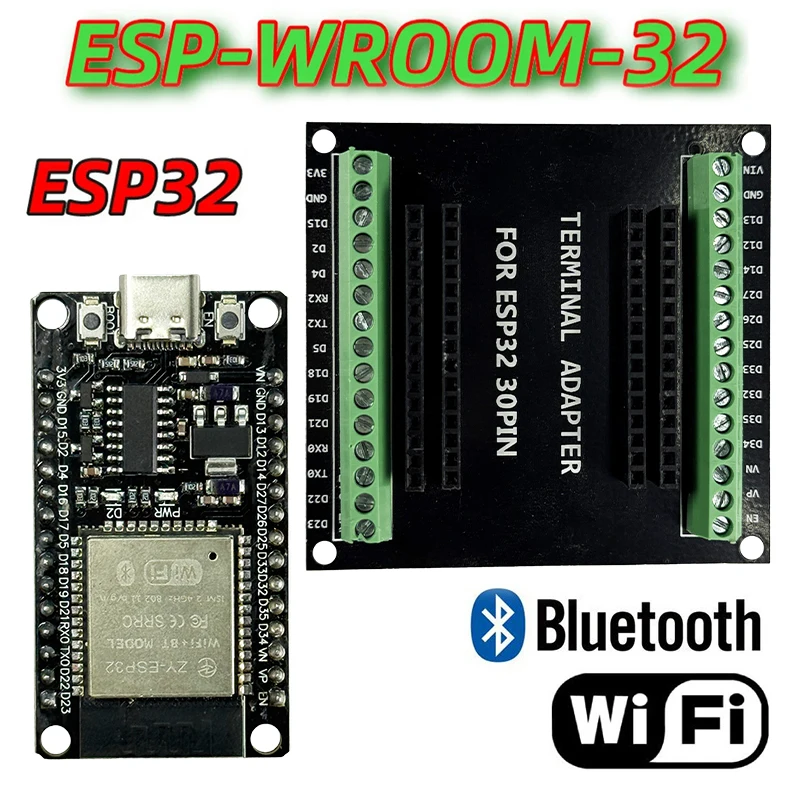 ESP32 Development Board WiFi+Bluetooth Module Ultra-Low Power Consumption Dual Core Node MCU-32S ESP32-WROOM-32D 32U 30Pin Board