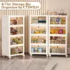 4 Tier Plastic Storage Bins and Boxes Organizer - Stackable with Lids for Bedroom, Living Room, Kitchen, Office - Foldable Conta 4