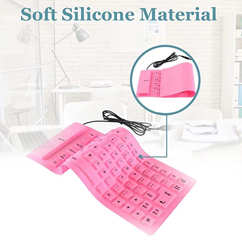 Teclado de Computador Macio do Silicone Mudo 85 Chaves Usb Prendido Portátil Mini Portátil pc Dobramento Impermeável - Imagem 4
