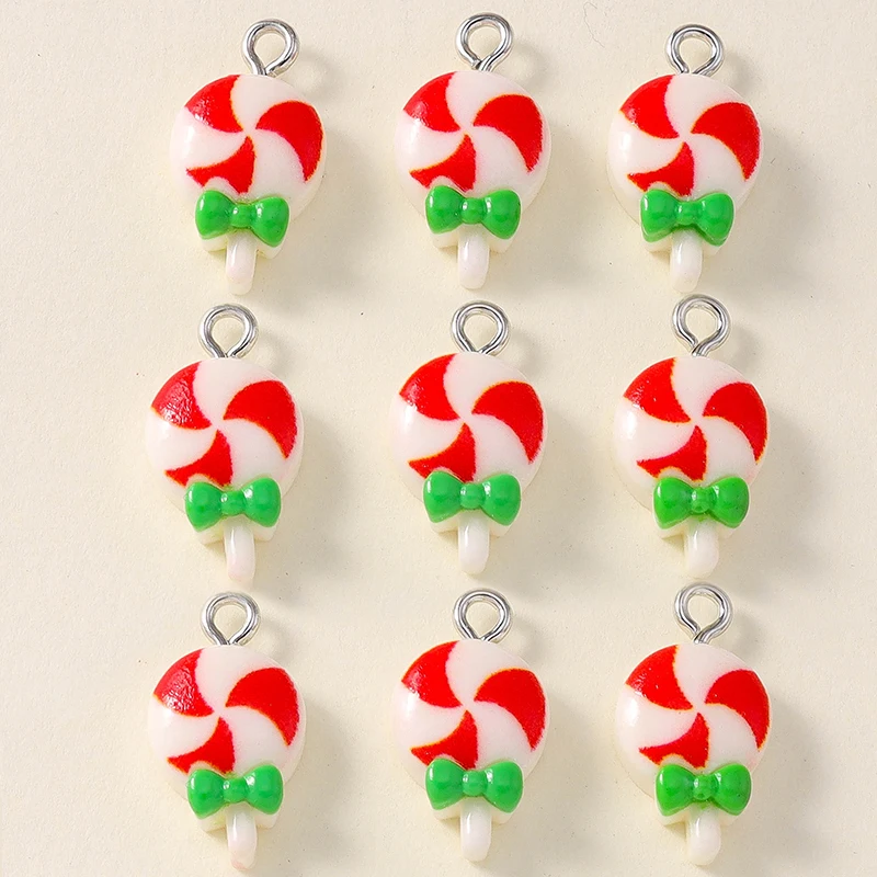 Leslie 10 Stück neue Harz-Weihnachtsanhänger, Hirschglocke, Schneemann, Weihnachtsmann-Anhänger für DIY-Halskette, Ohrring, Schmuckzubehör – Detail 12