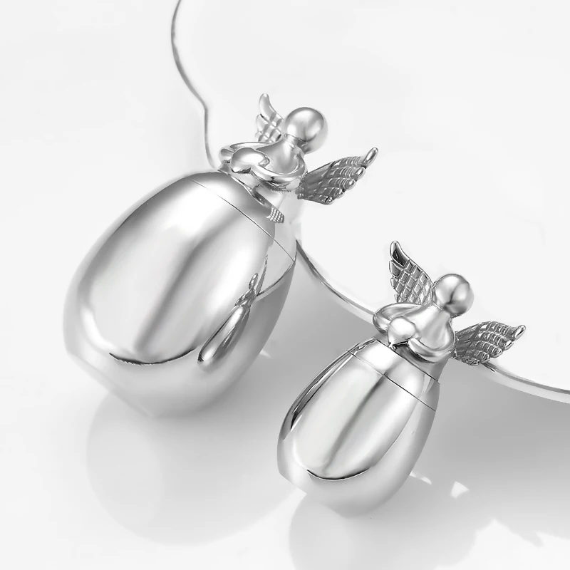 Small Keepsake Urns for Human Ashes Angel Wings Heart Mini Stainless Steel Cremation Memorial Urns for Ashes Jewelry Dropship 4