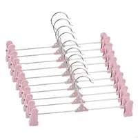 L8RF 10 Pcs Practical Plastic Pants Hanger with 2 Adjustable Clips Anti-Rust Hook 2