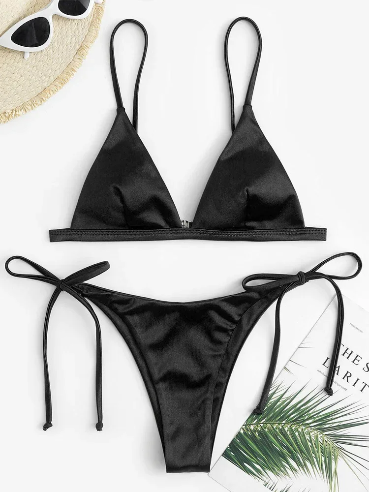 Bikini satin - black