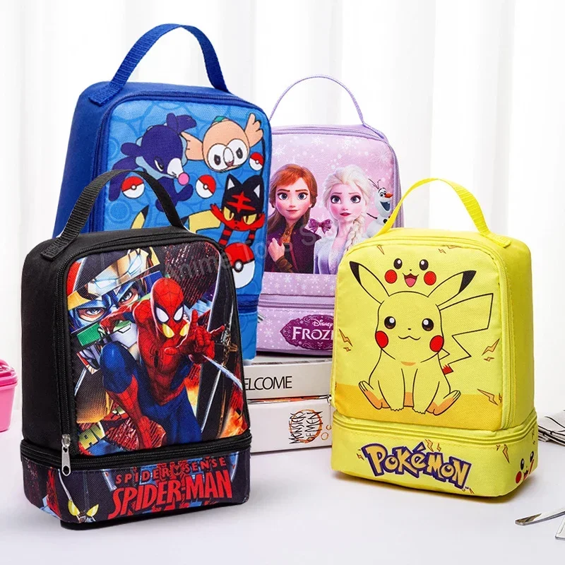 

Pokemon Action Figures Pikachu Portable Lunch Box Cartoon School Kids Snack Storage Bag for Children Creative Double Layer New
