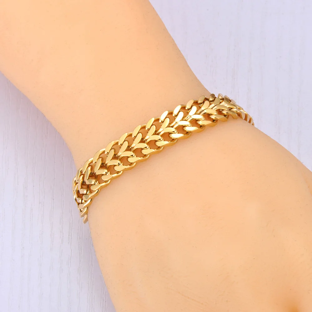 JeeMango Hiphop/Rock 316L Edelstahl großes dickes Kettenarmband für Männer und Frauen, Punk-Gliederkette, Vintage-Armband JB20174 – Detail 12