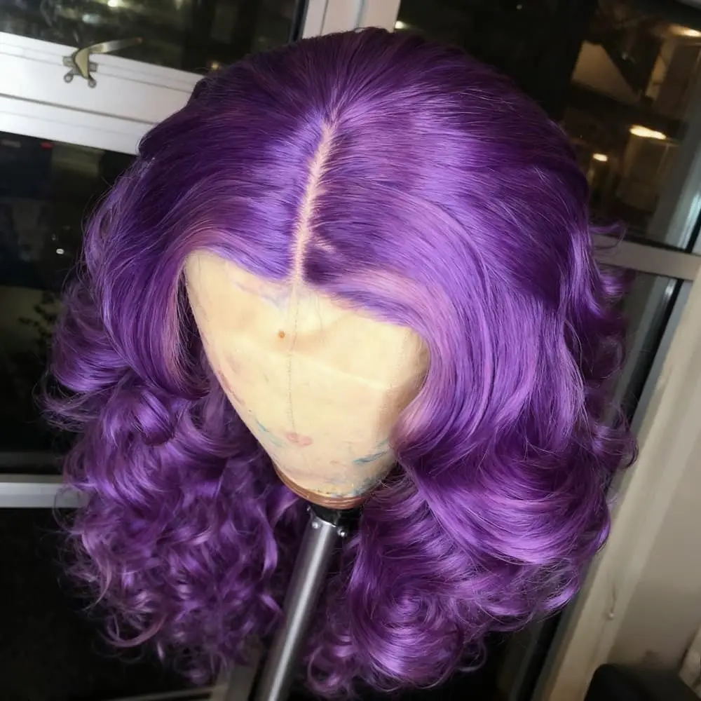 Violet Purple Body Wave Lace Front Wig Human Hair 13X4 HD Transparent Lace Front Wig Human Hair for Women 200 Density for Daily 2