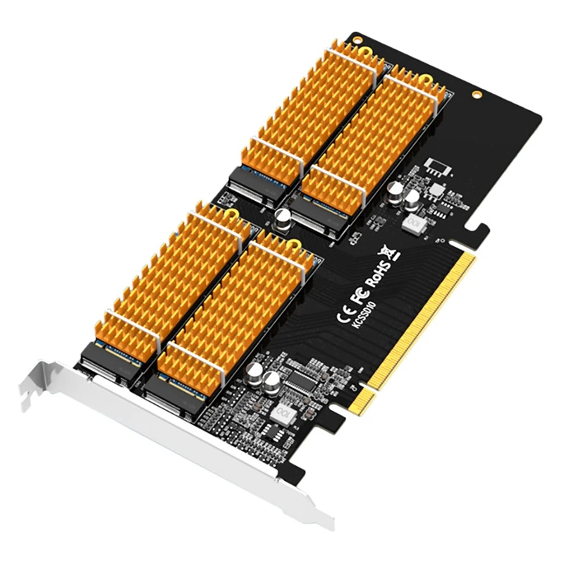 maiwo-kcssd10-pcie-x16-adapter-card-m2-nvme-protocol-four-bay-solid-state-drive-array-cooling-adapter-card