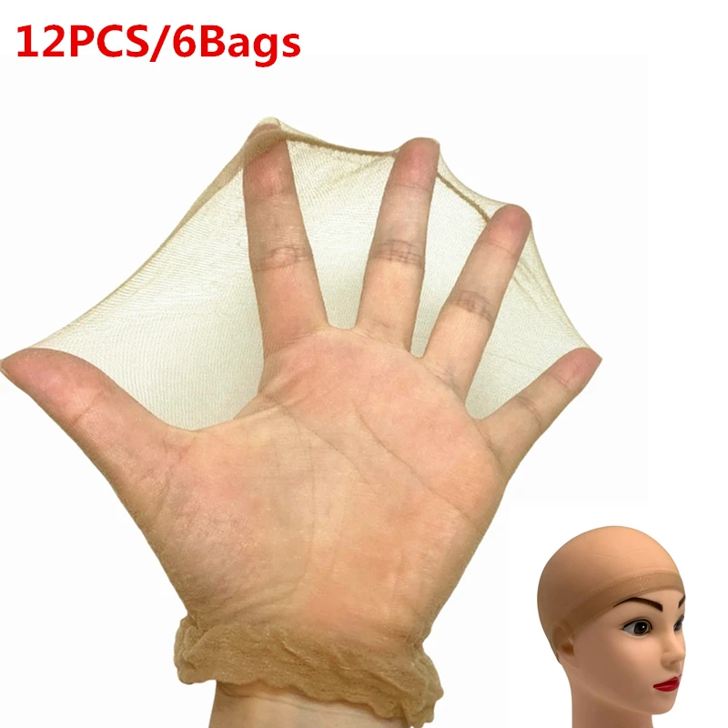 2/6/12 Pack Ultra Thin Invisible HD Wig Caps for Lace Front Wigs Sheer Nylon Stocking Cap Bulk for Women