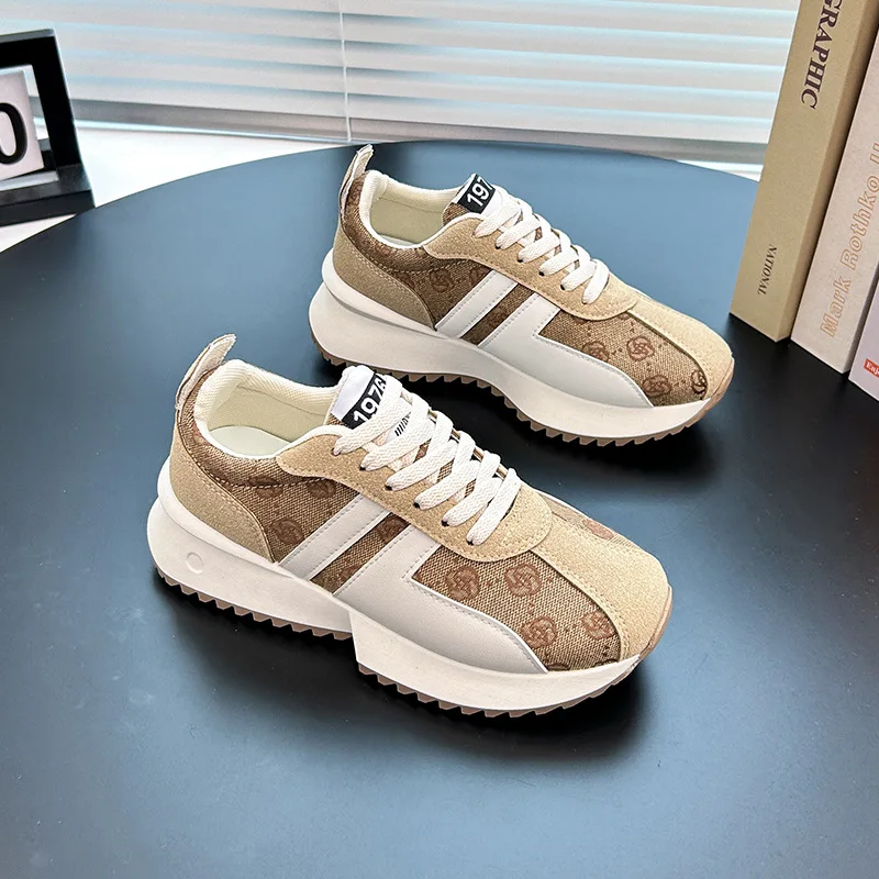 New Women Platform Shoes Fashion Chunky Sneakers Casual Sport Running Shoes Girl Lace-up Thick-soled Trainers