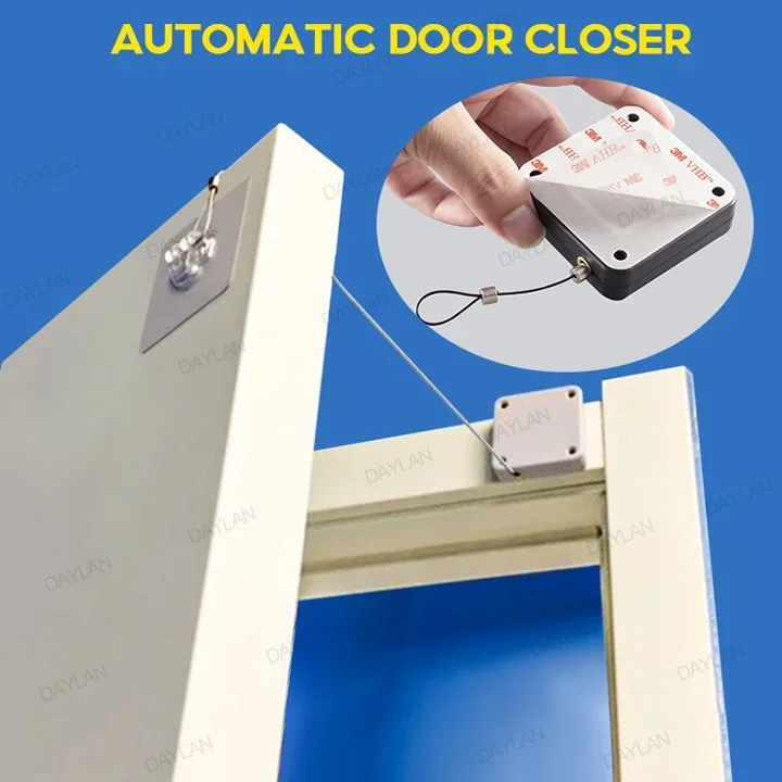 1 piece of simple er door closer, cord automatic door closer, home punch-free automatic lazy man's artifact