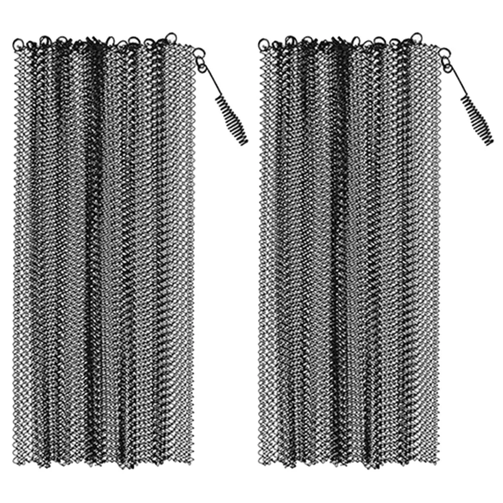 

2 Pcs Outdoor Drapes Fireplace Mesh Screens Metal Curtains Sheer Hearth Sparks Guard Home Panels Iron