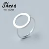 Punk Geometric Pure 925 Sterling Silver Hollow Round Circle Open Rings For Women Girl Anillos LR067 1