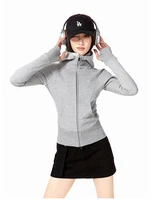 Slim and thin sweet and cool versatile hooded short sweater solid color American basic casual jacket women's autumn 1