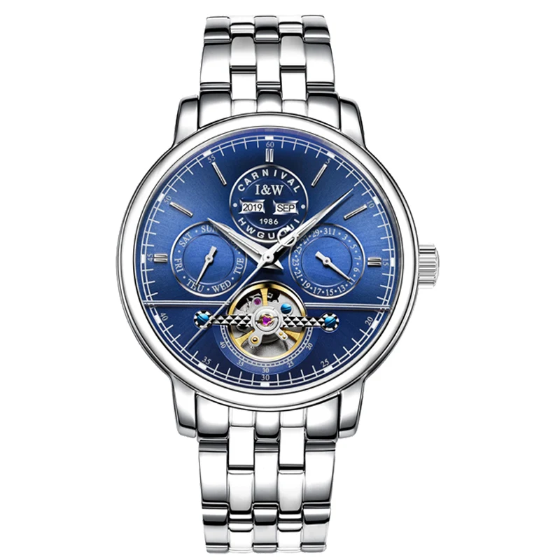 

CARNIVAL Watches Men Top Luxury Brand Automatic Mechanical Watch Waterproof Perpetual Calendar Tourbillon Male Clock Reloj