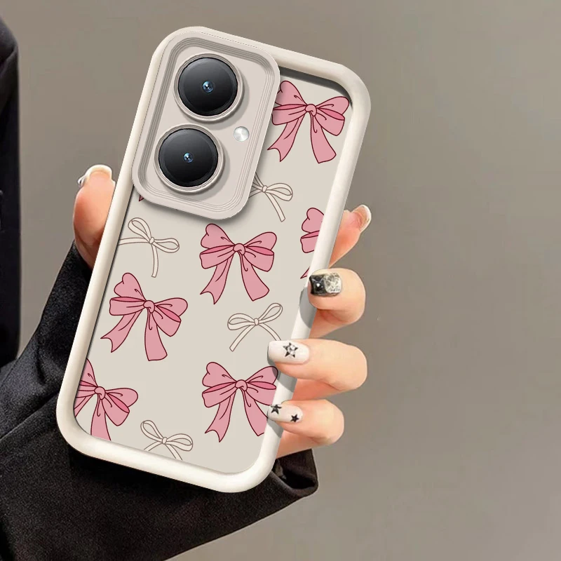 Chic Pink Bow Knot Silicone Shockproof Phone Case - Soft Bumper Design