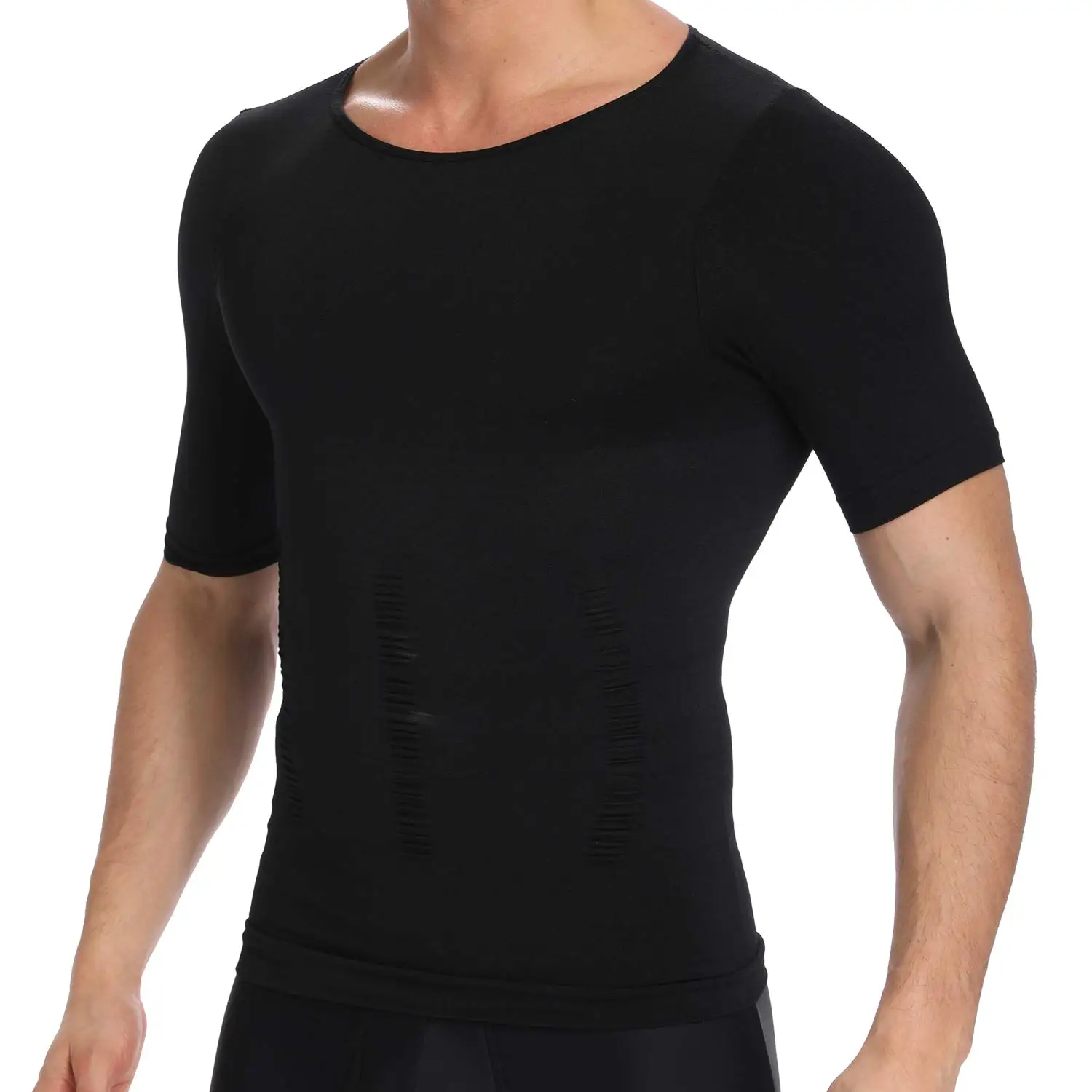 Men's Compression Shirt Undershirt Slimming Top Workout Vest Abdomen Slim Body Shaper Compression Short-Sleeve T-Shirt for Men