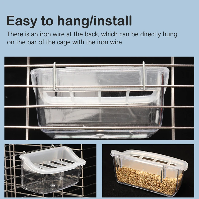 Parrot Feeder Drinker Bird Supplies Bird Cage Parrot Birds Water Hanging Bowl Feeder Box Pet Cage Plastic Food Container 6