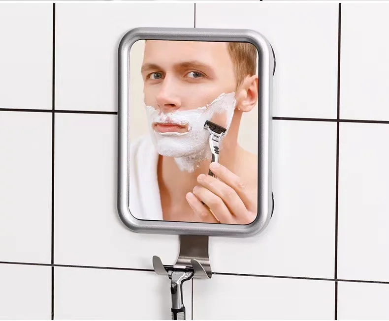 Bathroom Mirror Fogless Shower Shaving Mirror with Suction Cup Washroom Wall Mount Anti Fog Makeup Mirror Bathroom Accessories