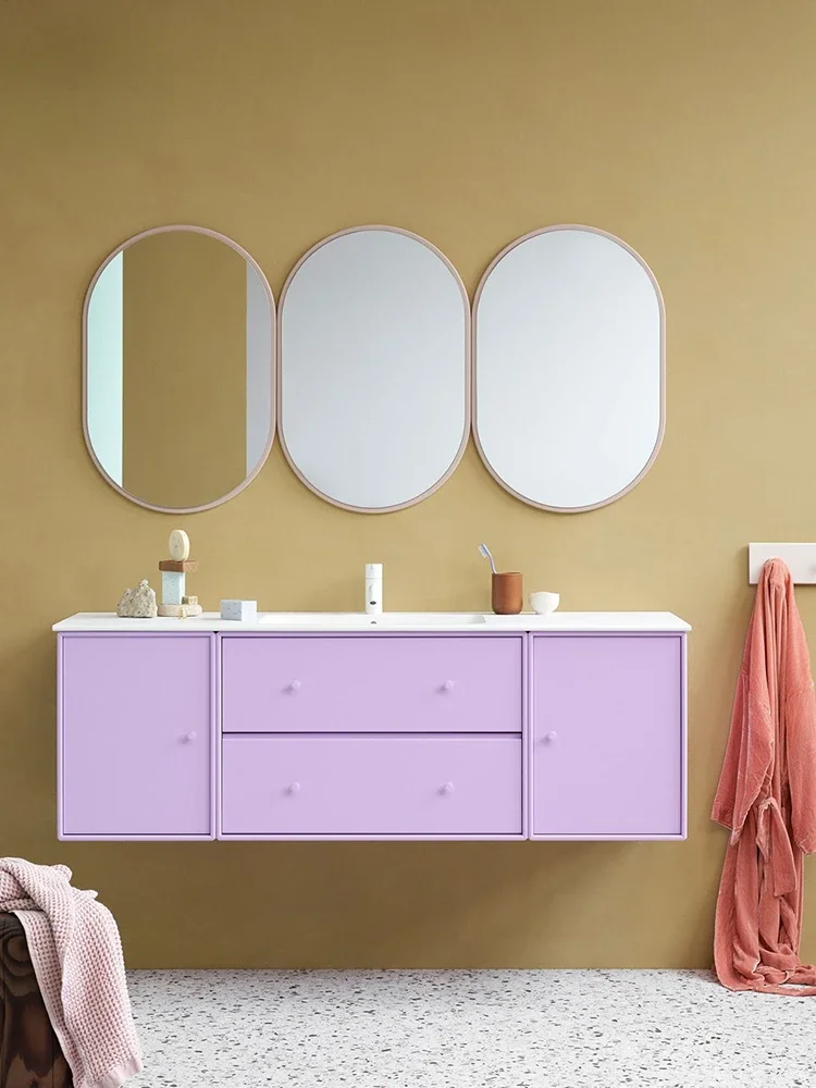 Matte Paint Integrated Hand Washing Washbasin Pool Washstand Bathroom Cabinet
