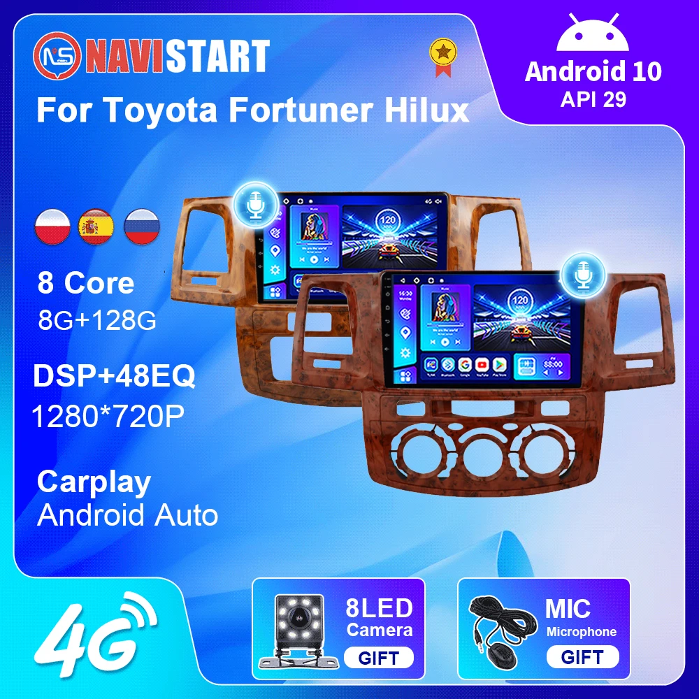 

NAVISTART для Toyota Fortuner HILUX Revo Vigo Android 10 2 din стерео Автомагнитола 2007-2015 MT/AT мультимедийный плеер GPS-навигация