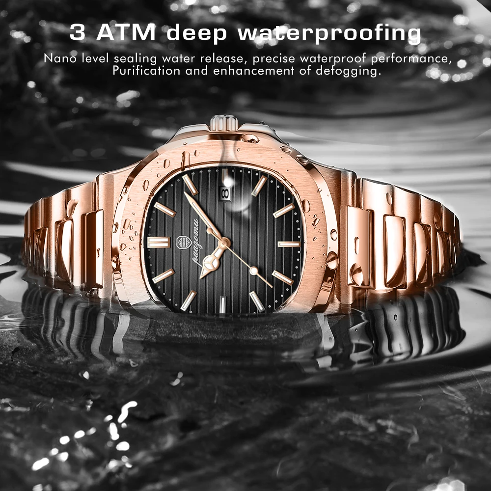 PAAZOMU Luxury Men Watches Business Top Brand Man Wristwatch Waterproof Luminous Date Week Quartz Men's Watch High Quality+Box