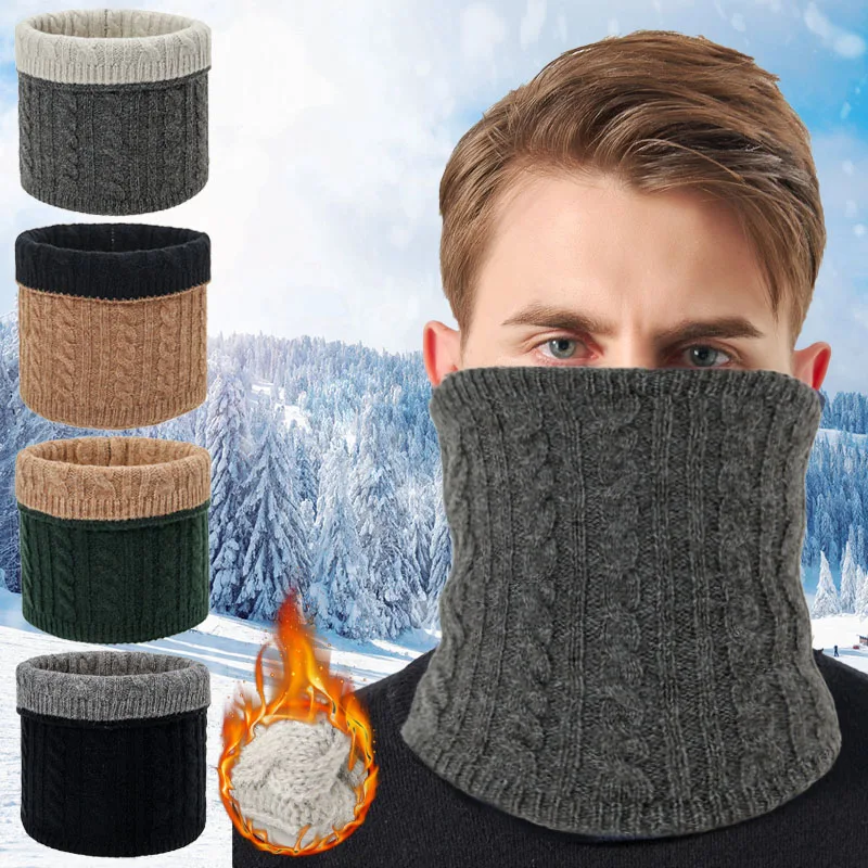 Winter Knitted Warm Ring Scarf Thicken Woolen Women Men snood Neck Scarves Full Face Cover Outdoor Ski Bufanda Thick Muffler