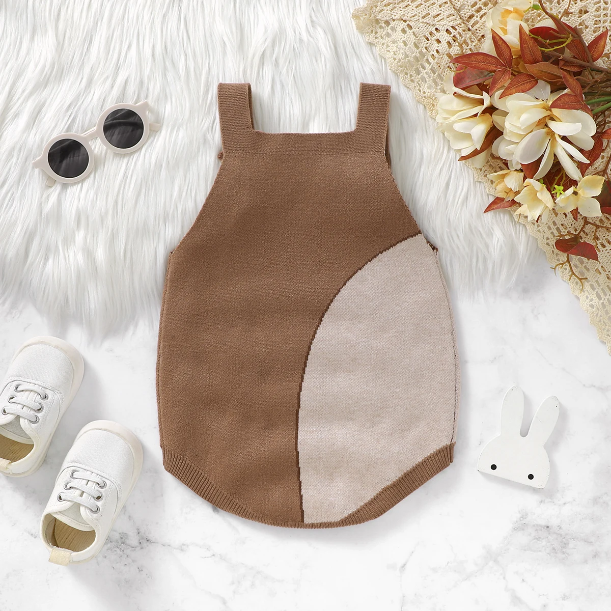Bodysuits 니트 소녀 소년 점프 슈트 민소매 Romper 어린이 의류 귀여운 토끼 작업복 0-18M 슬링 Playsuit