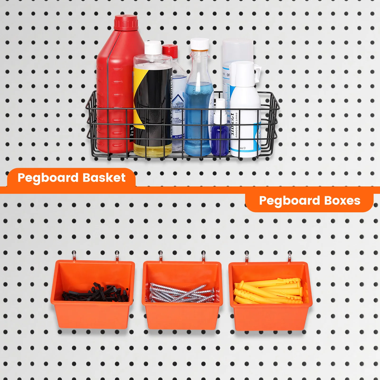 ENJOYWOOD 155pcs/set Pegboard Hooks Kit Peg Board Accessories Organizer Kit with Various Hooks,Bins,Baskets Wall Hanging Tool