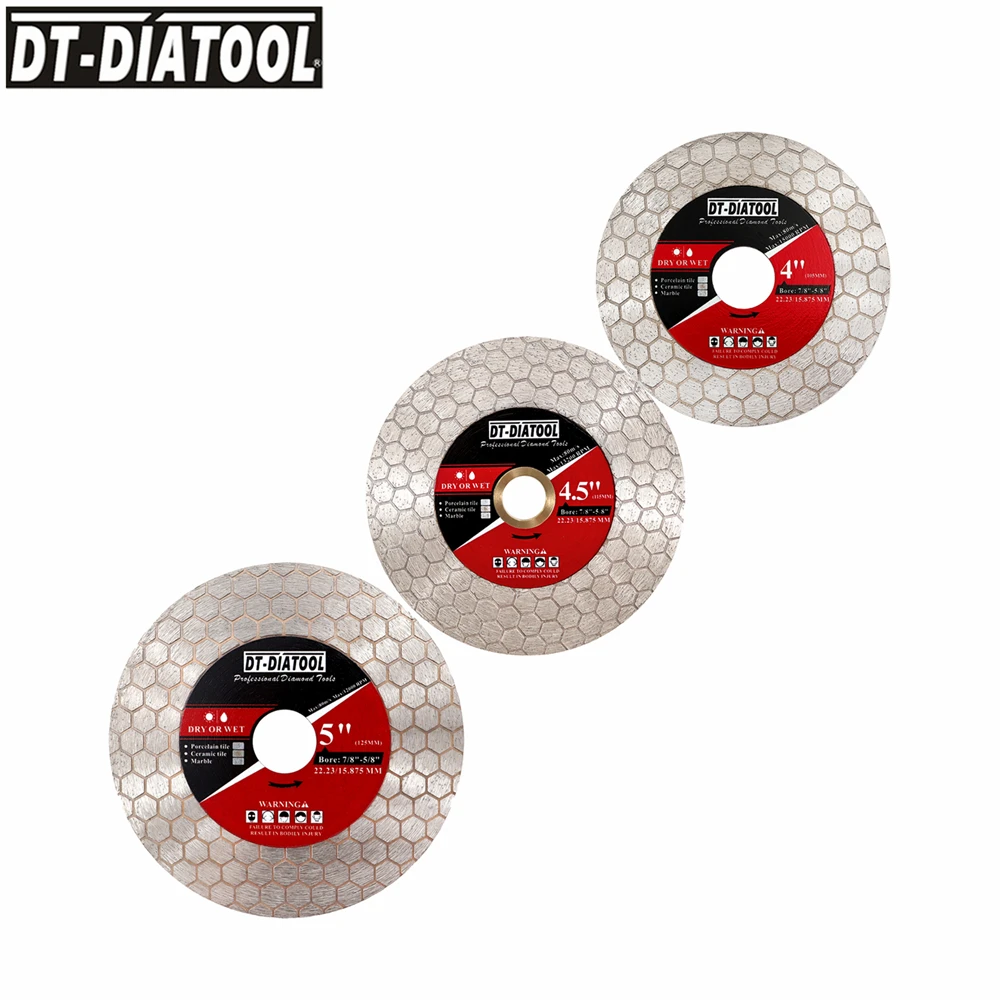 

DT-DIATOOL 1/2pcs Hexgon Double Sided 4/4.5/5" Dry Diamond Cutting Grinding Blade Ceramic Tile Marble Masonry Stone Circular Saw