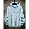 Men's Letter Embroidery Textured Drop Shoulder Fuzzy Hoodie, Regular Fit Casual Fashion Fall Streetwear Long Sleeve Hooded Sweat 5