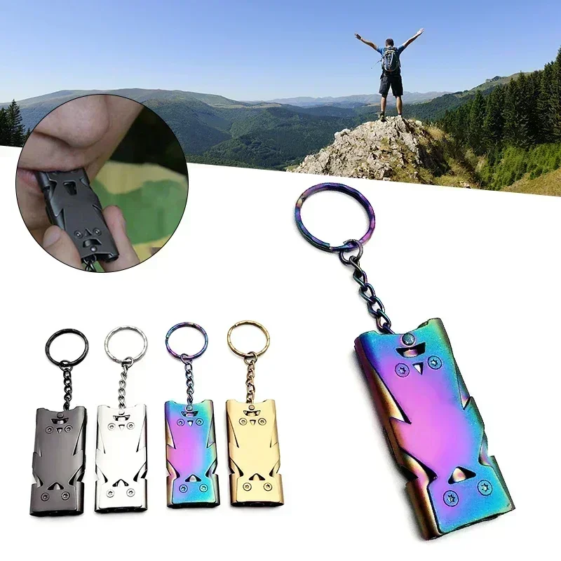 1PC Outdoor Survival Double Pipe Whistle Pendant Keychain High Decibel Emergency Whistle Camping Tool Multifunction whistle keychain survival whistle