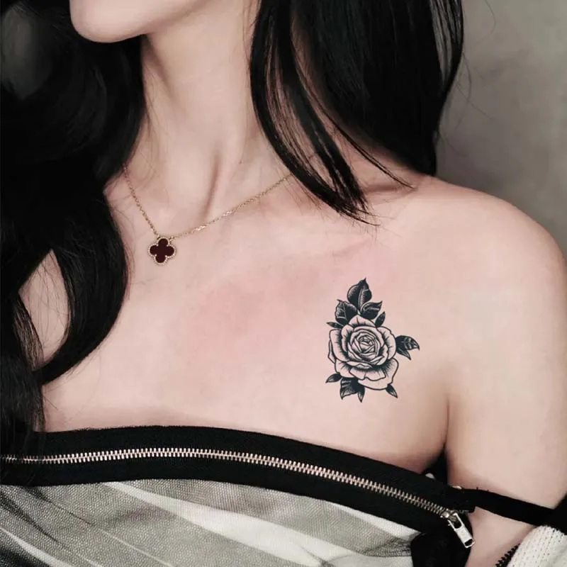 1Pcs Rose Waterproof Temporary Tattoo Stickers, Long-lasting Waterproof for One to Two Weeks, Suitable for Chest, Arm, Leg. 4