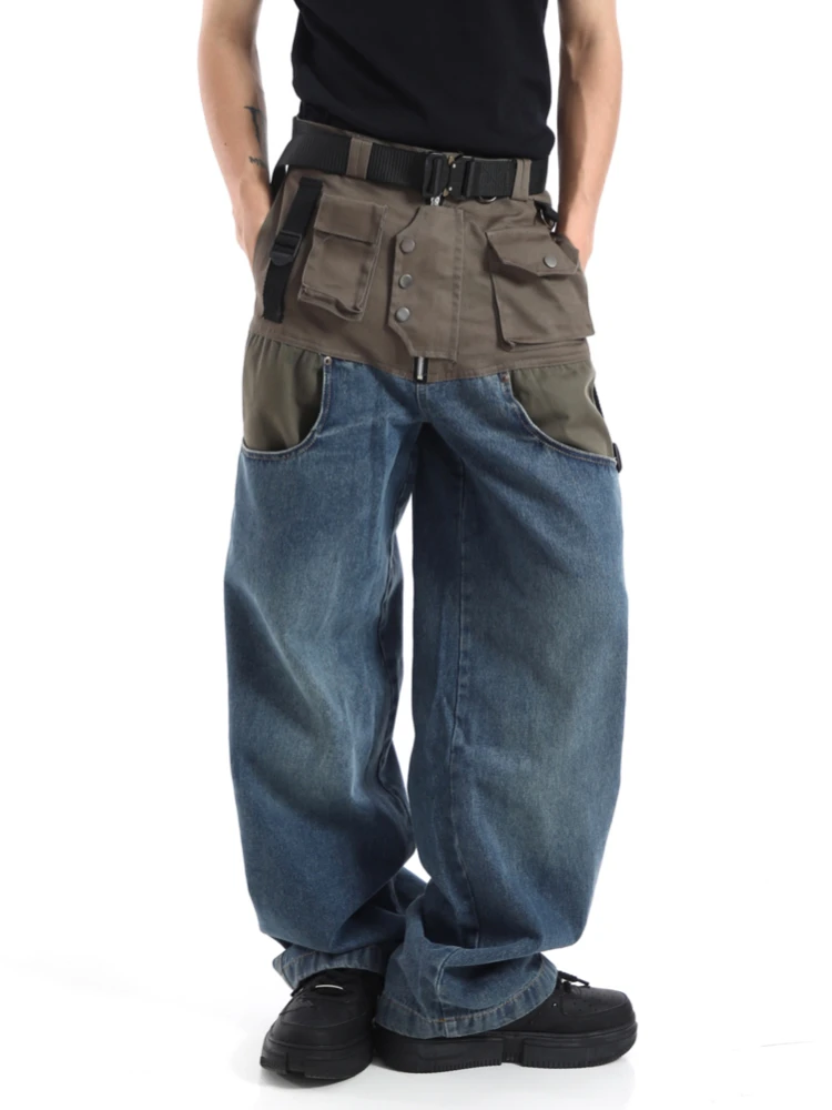 

Брюки-карго унисекс с карманами, Модные свободные прямые функциональные тактические штаны с широкими штанинами, Джоггеры для мужчин