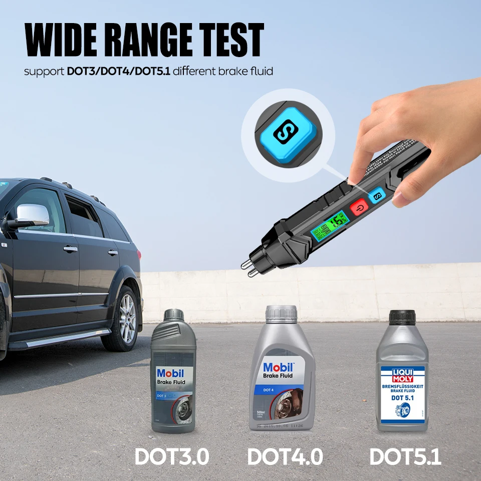 Brake Fluid Tester Aicevoos Digital Brake Fluid Tester Auto Car Brake Liquid Detector DOT3/DOT4/DOT5.1 Accurate Oil Testing Pen