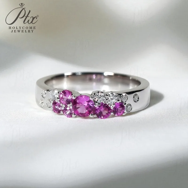 14K Ring Blütenknospenform Rosa Saphir 10K 925 Sterling Silber Ehering ​ Schmuck für Frauen, Geschenke, süßer Stil, romantischer Charme – Detail 19