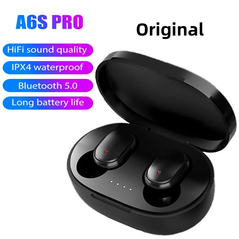 

Original A6S Pro TWS Headset Wireless Earphones Bluetooth Headphones Sport Stereo Fone Bluetooth Earbuds PK E7 E6 i7 i12 Y50 PRO