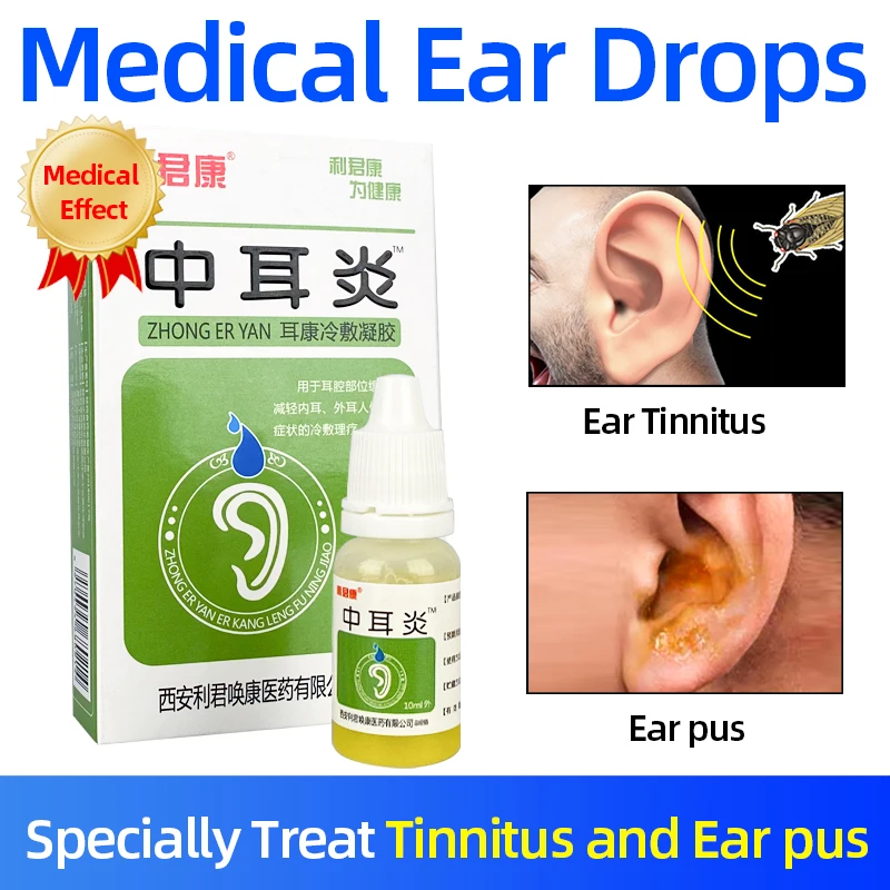 

10ml Ear drops Treatment Acute and chronic Middle Ear Inflammation Earwax Remover Relief Earache itching