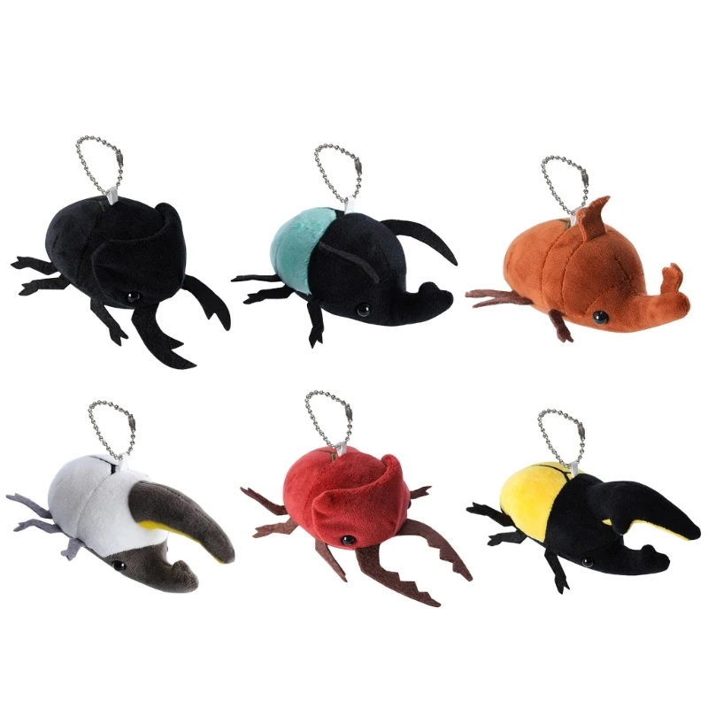 Plush Insect-Beetle Cartoon Plush Keychain Ornament Kids School Bag Pendant GXMB